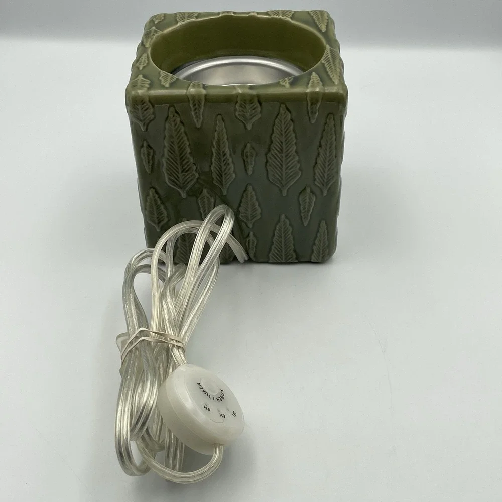 Yankee Candle Electric Wax Melt Warmer Green Embossed Leaf‎ 2000s Ceramic 5